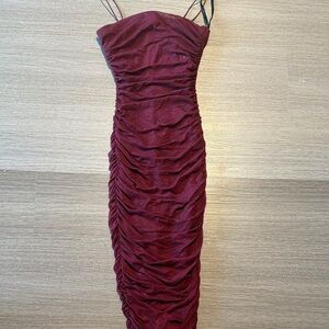 JCPenney Strapless Burgundy Ruched Dress